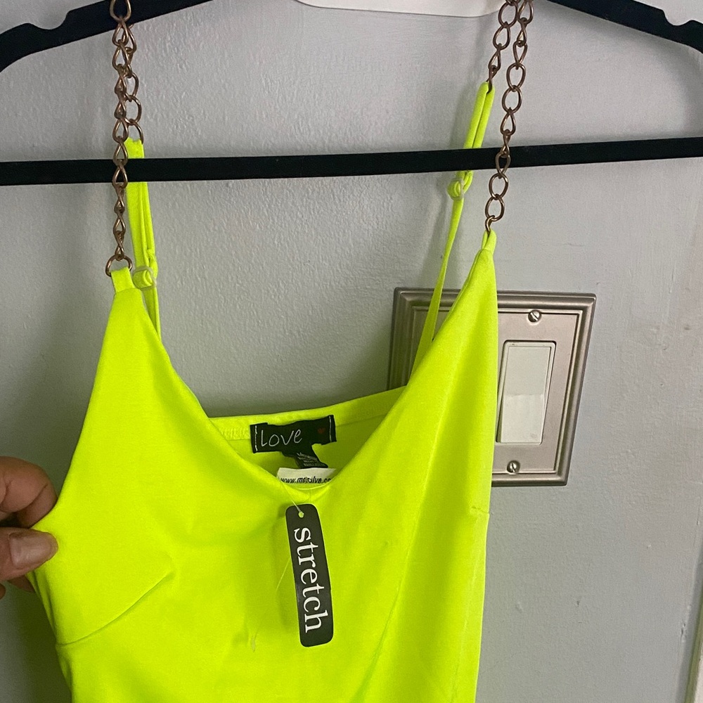 iLove Neon Yellow Stretch Dress